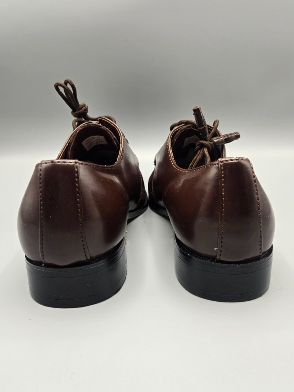 Hugo Vitelli Men's Brown Striped Dress Shoes Size 11 Square Toe Metal Tip Oxford - Picture 6 of 15